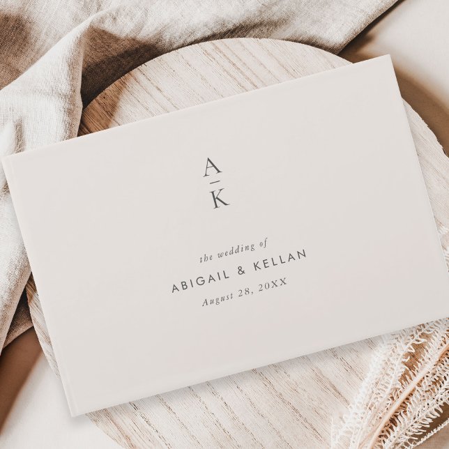 Modern Cream Grey Monogram Mix Match Wedding Guest Book (Creator Uploaded)