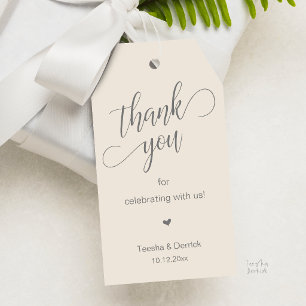 Modern Cream Grey Wedding Party Gifts Thank You Gift Tags