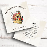 Modern Cream Marble Funny Cool Pizza Tattoo Artist Square Business Card<br><div class="desc">These cool business cards would be perfect for tattoo artist / salon. Easily add your own name and other info by clicking on the "personalise this template" option. If you need help with personalisation or have design related questions,  please do not hesitate to contact us.</div>
