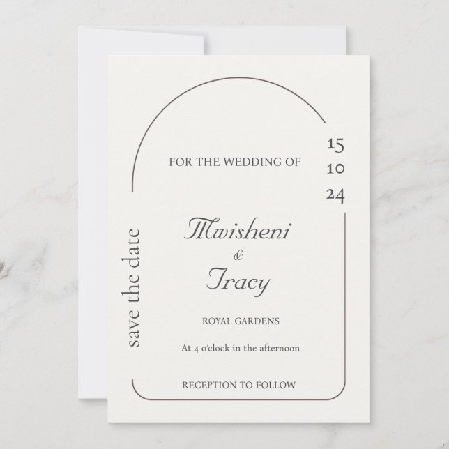 Modern Cream Minimalist Wedding Invitation (Front)