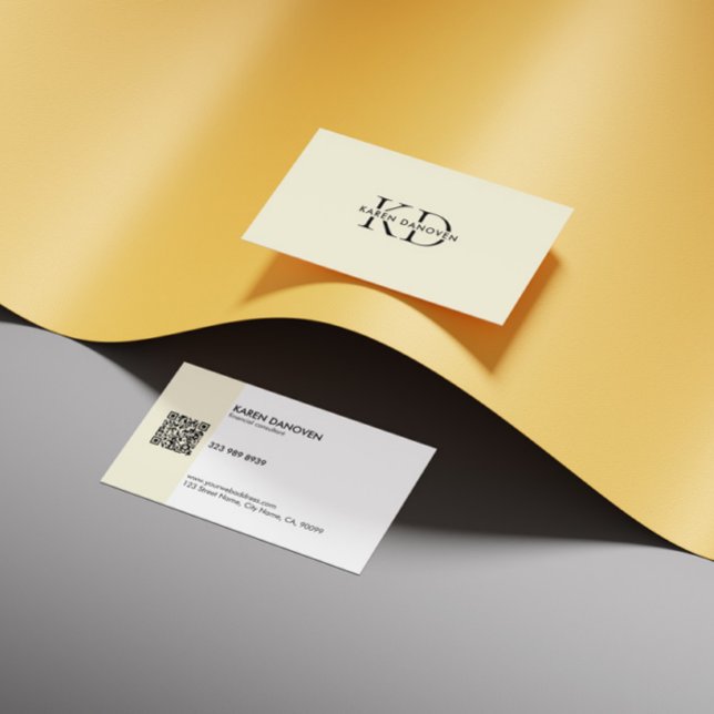 Modern Cream Monogram Professional  Business Card (Creator Uploaded)
