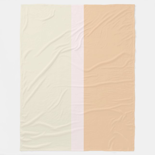 Modern Cream Pink Peach Colour Block Fleece Blanket (Front)