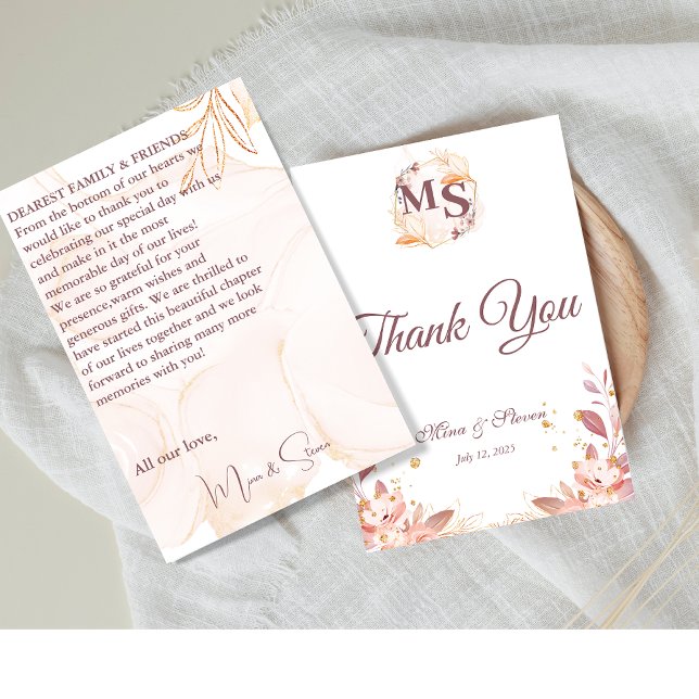 Modern cream Rustic Broom Flower Thank You Card (Creator Uploaded)