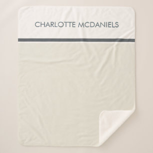Modern Cream Simple Personalised Name  Sherpa Blanket