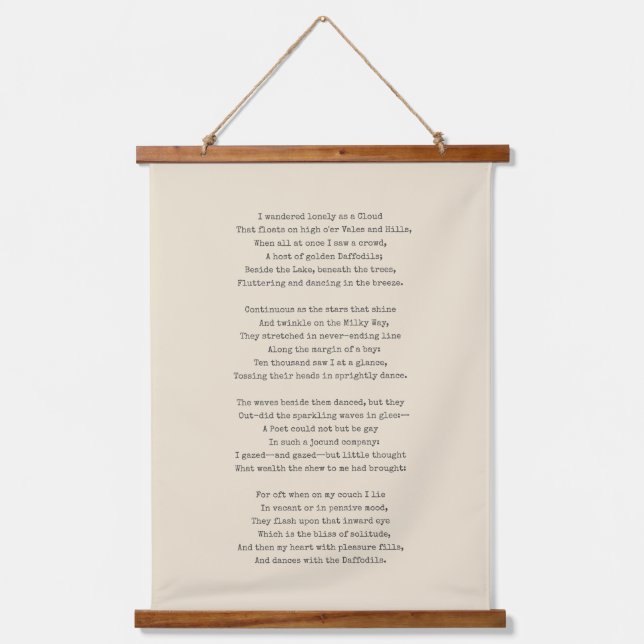 Modern Cream Typewriter Your Custom Poem  Hanging Tapestry (Front)
