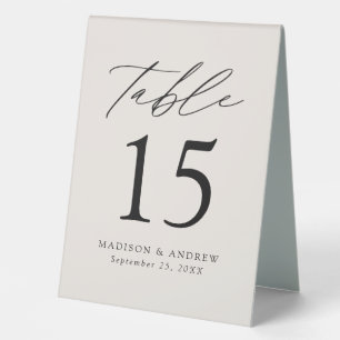 Modern Cream Wedding Table Number