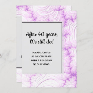 Modern Creamy White and Violet Fractal Vow Renewal Invitation