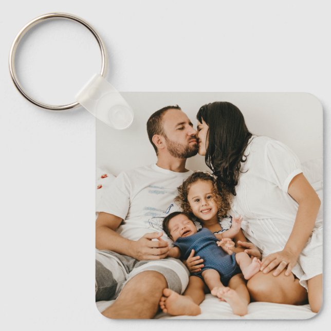 Modern Create Your Own Custom Family Photo  Key Ring (Front)