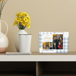 Modern Create your own Dusty Blue Family Photo Block