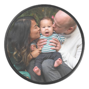 Modern Create Your Own Family Photo  Hockey Puck