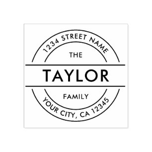 MODERN Create Your Own Round Return Address Rubber Stamp