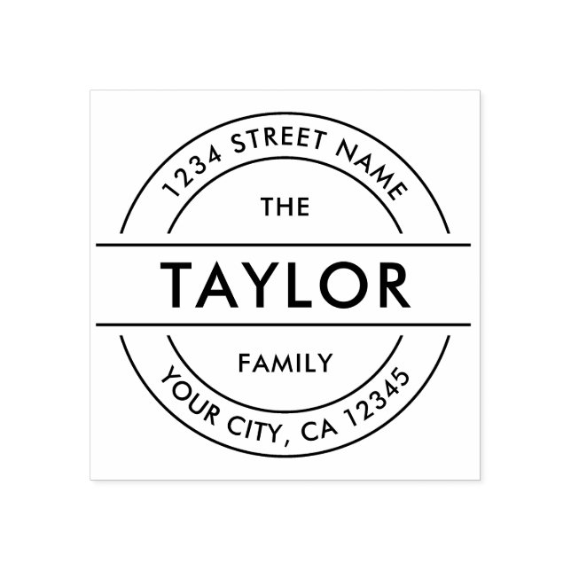 MODERN Create Your Own Round Return Address Rubber Stamp (Imprint)