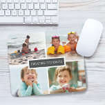 Modern Creating Memories Family Photo Collage Mouse Mat<br><div class="desc">Modern 4 photos on a grid with "creating memories" in the center overlaying charcoal rectangle box.</div>