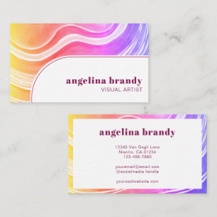 Modern Creative Abstract Rainbow Wavy Stripes Business Card