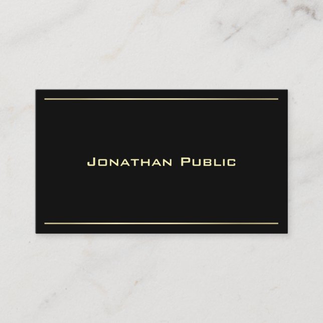 Modern Creative Black Gold Look Elegant Plain Business Card (Front)