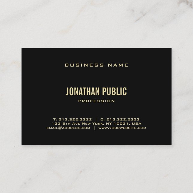 Modern Creative Black Gold Text Font Plain Luxury Business Card (Front)