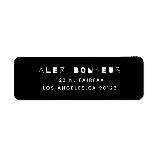 Modern Creative Black & White Return Address (Front)
