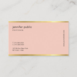 Modern Creative Blush Pink Gold Professional Plain Business Card