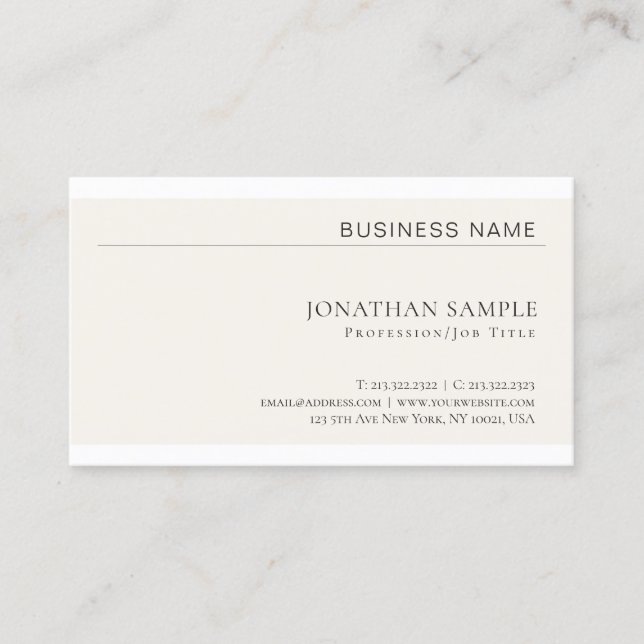 Modern Creative Minimalist Professional Plain Business Card (Front)