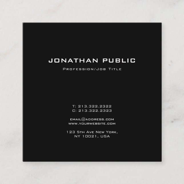 Modern Creative Minimalistic Design Trendy Plain Square Business Card (Front)