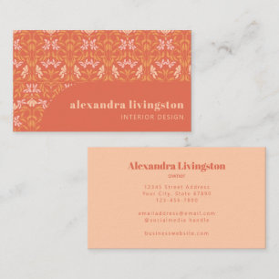 Modern Creative Orange Botanical Professional Business Card