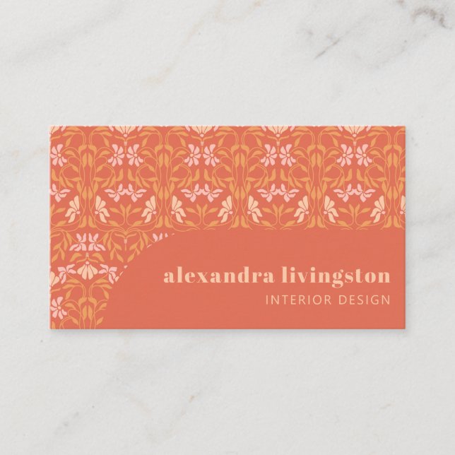 Modern Creative Orange Botanical Professional Business Card (Front)