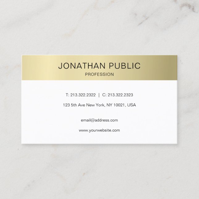 Modern Creative Plain Gold Look Luxury Trendy Chic Business Card (Front)