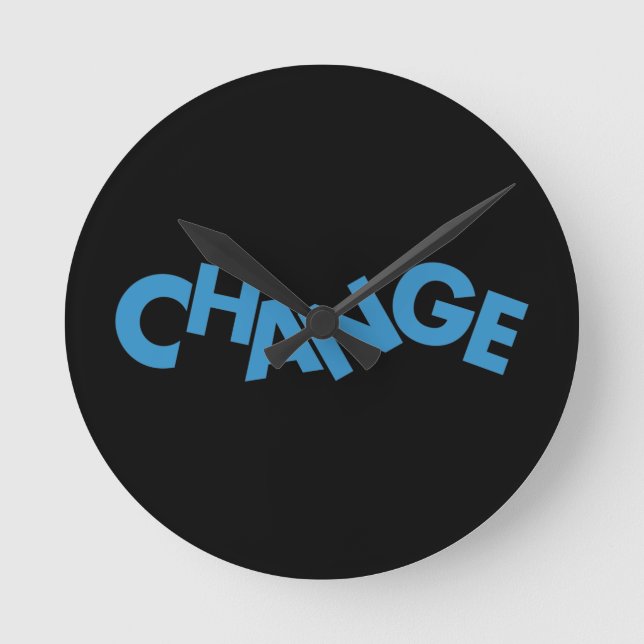 Modern, creative, playful graphic design of Change Round Clock (Front)
