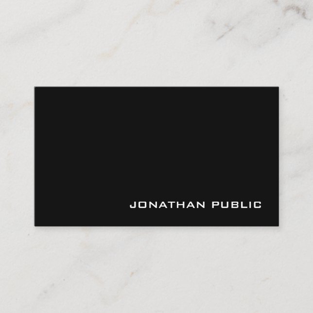 Modern Creative Professional Black White Plain Business Card (Front)