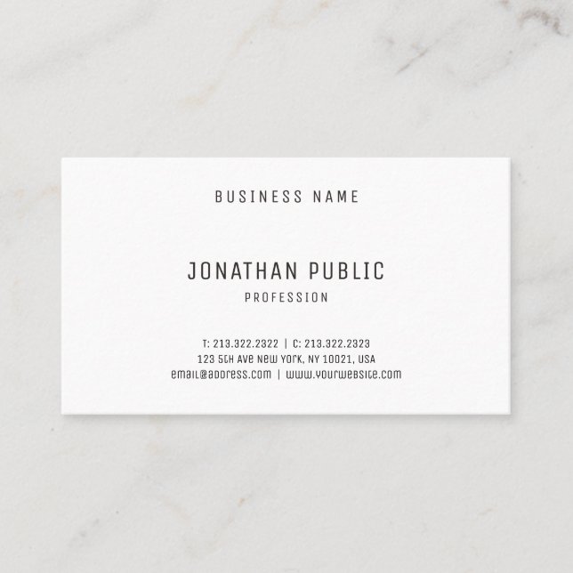 Modern Creative Professional Design Elegant Plain Business Card (Front)