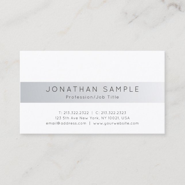 Modern Creative Professional Simple Silver Plain Business Card (Front)
