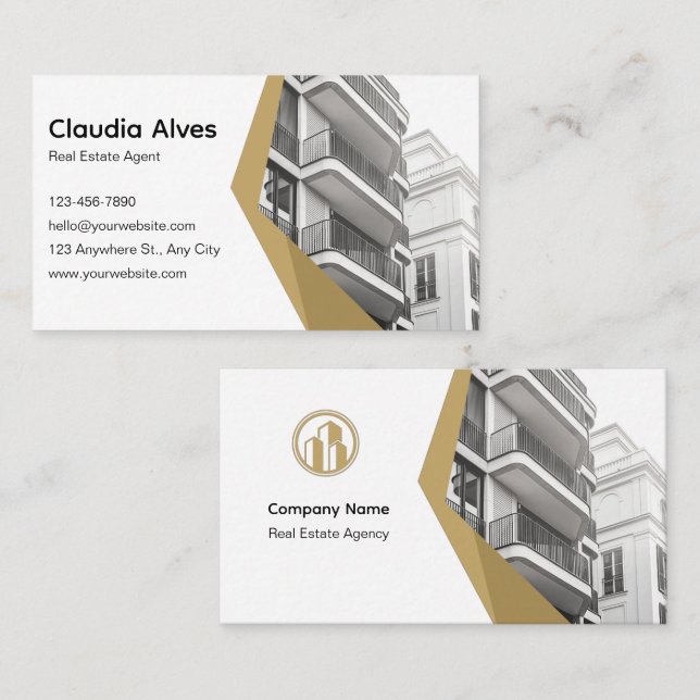 Modern Creative Real Estate Agent Business Card (Front/Back)