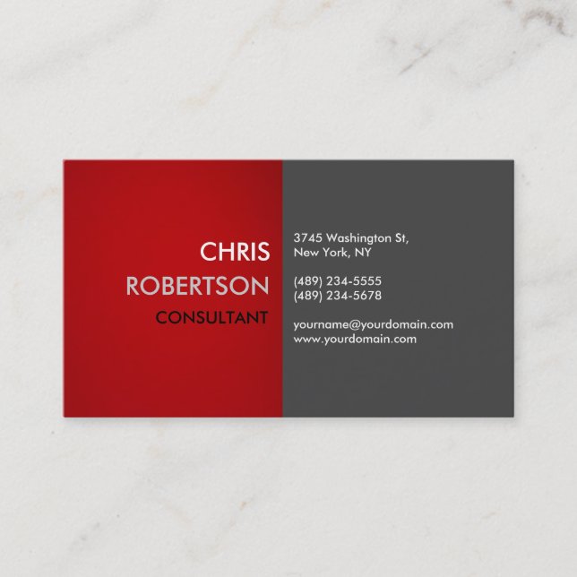 Modern Creative Red Grey Attractive Business Card (Front)