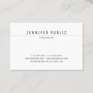 Modern Creative Sleek Design Plain Trendy White Business Card