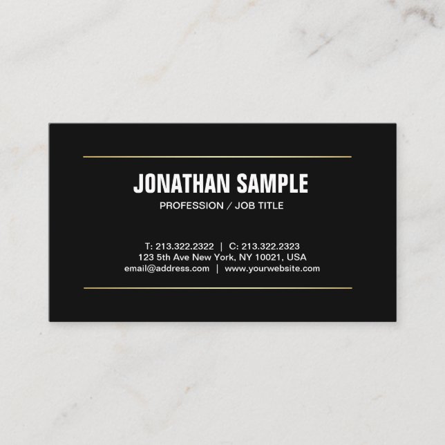 Modern Creative Sleek Plain Black White Trendy Business Card (Front)