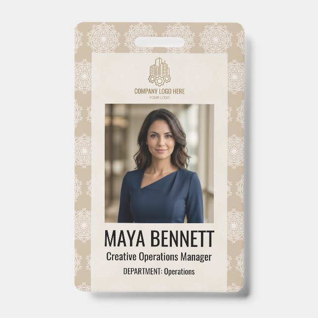 Modern Creative Team Design | Custom Photo, Name ID Badge (Front)