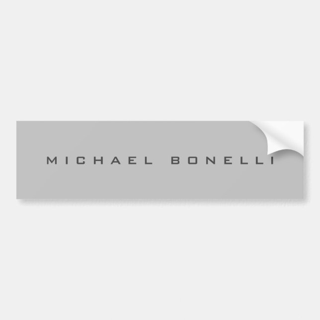 Modern Creative Trendy Grey Add Name Bumper Sticker (Front)