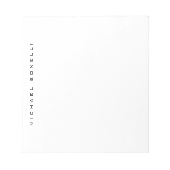 Modern Creative Trendy White Add Name Notepad (Front)