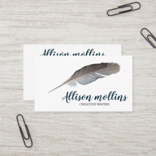 Modern Creative Writer Feather Logo Business Card