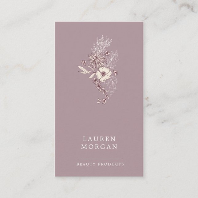 Modern Creme Floral Business Card (Front)