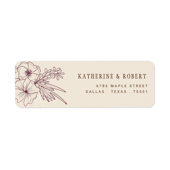 Modern Creme Floral Return Address (Front)
