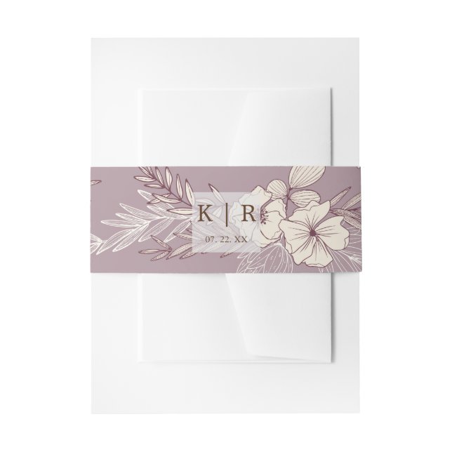 Modern Creme Floral Wedding Belly Band Invitation Belly Band (Front Example)