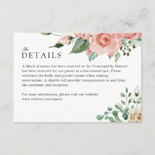 Modern Creme Rose Wedding Enclosure Details Card
