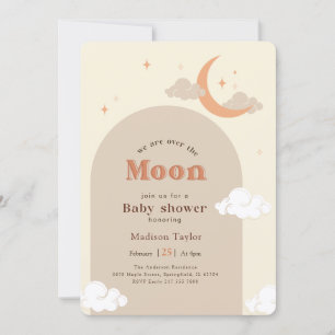 Modern Crescent Moon Stars Baby Shower Invitation