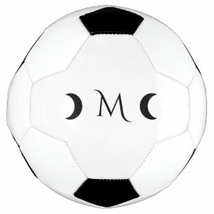 Modern Crescent Moons Black and White Monogram Football