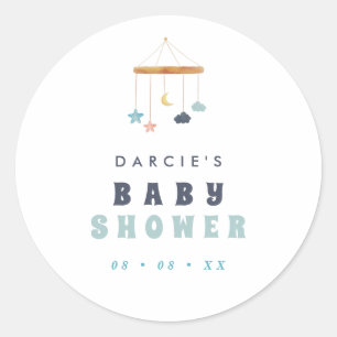 Modern Crib Mobile  Baby Shower Classic Round Sticker