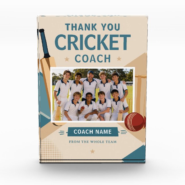 Modern Cricket Team Photo Coach Block (Front)