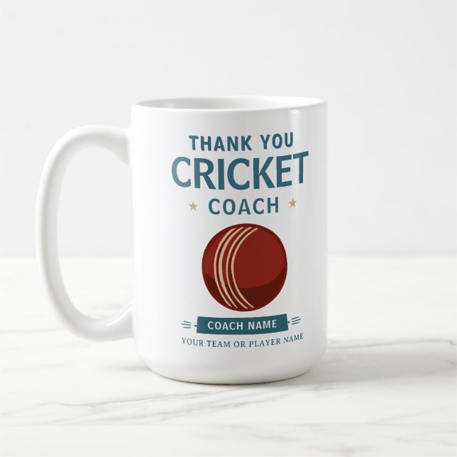 Modern Cricket Team Player Coach Coffee Mug (Left)