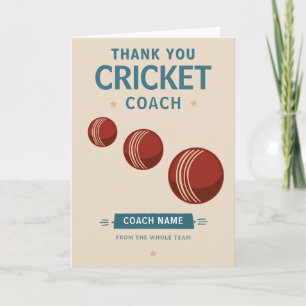 Modern Cricket Team Player Coach Thank You Card