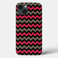 Modern Crimson Black Grey Chevron